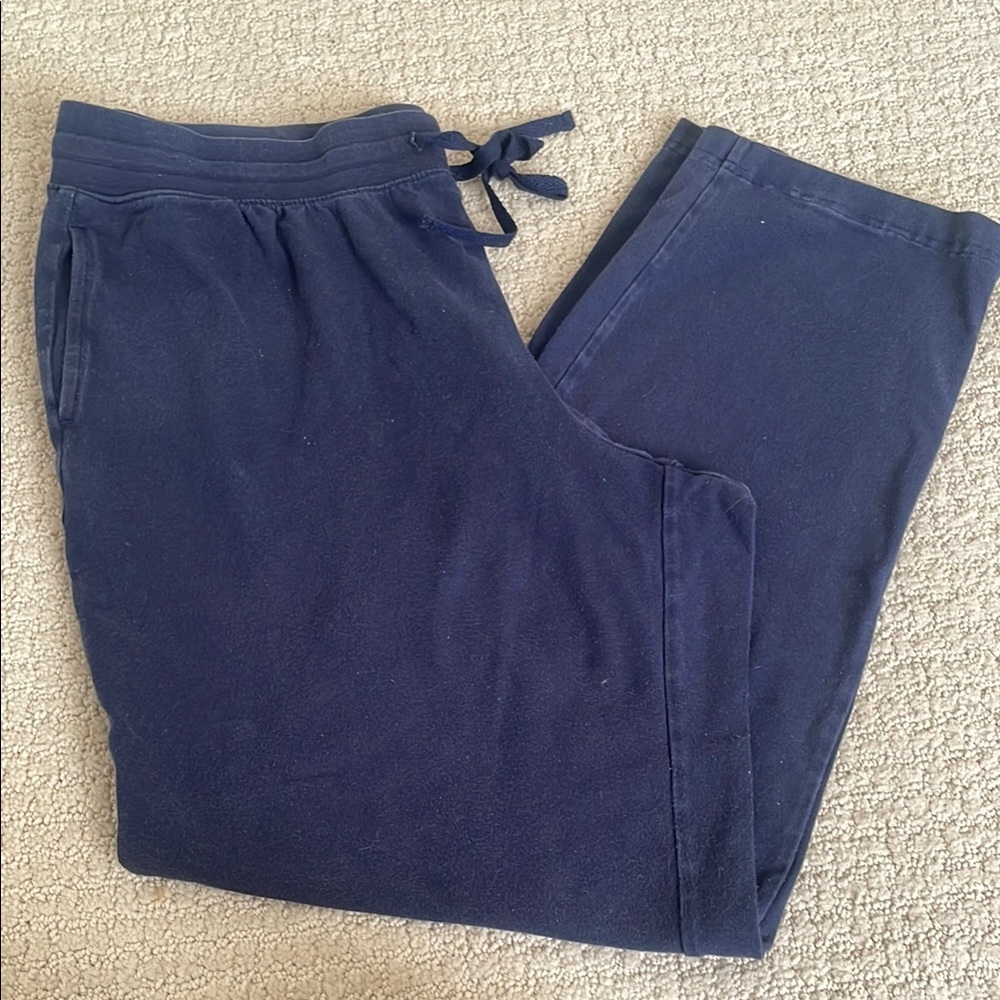 Karen Scott Navy Blue Elastic Drawstring Waist Sweatpants Pockets M